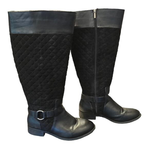 Torrid‎ Black Quilted Wide Calf tall Boots Women's Size 11 W Wide - Picture 1 of 9